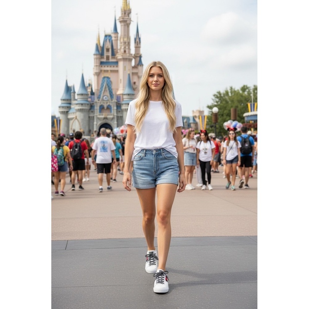 Ground Up Minnie Mouse Sneakers Womens 9.5 White Black Red Low Top Lace Up shoes